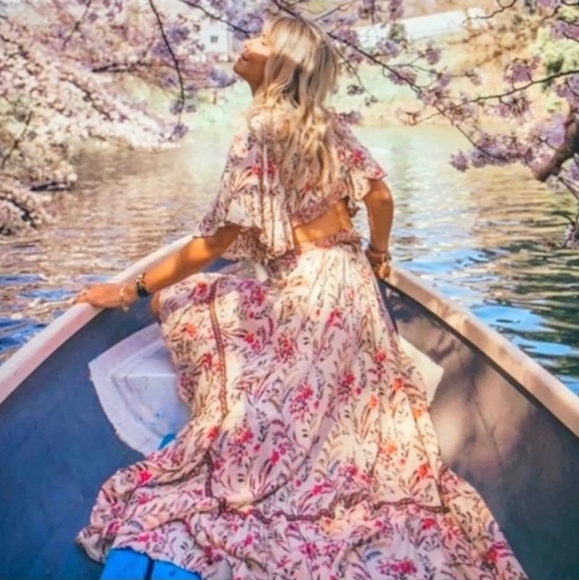 New Boho Cut Out Summer Floral Maisie Bambi Beach Dress Cream Pink Purple - Picture 3 of 12